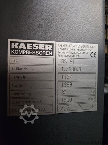 Schaubenkompressor 37kw 6,1m3/min  8bar Kaeser BS61 37kw 6,1m3/h  7,5bar screwcompressor