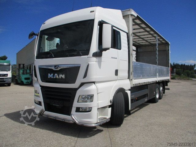 Flatbed truck with tarp MAN TGX 26.460, LBW mit 2.500 kg, Retarder