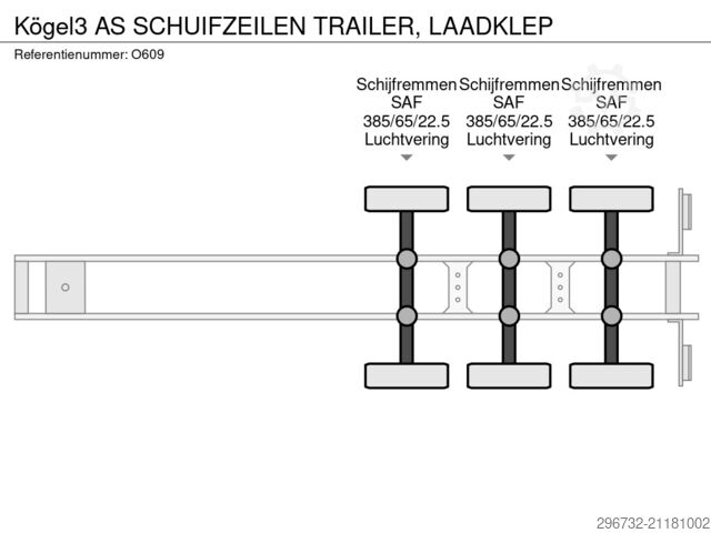 Schiebeplanen Kögel 3 AS SCHUIFZEILEN TRAILER, LAADKLEP