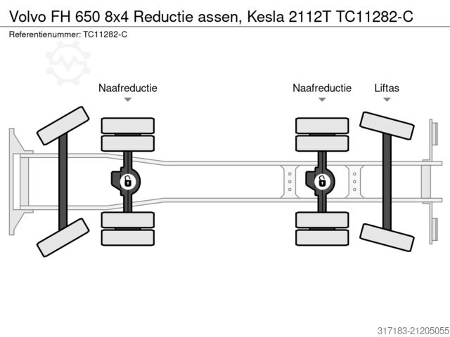 Holztransporter Volvo FH 650 8x4 Reductie assen, Kesla 2112T