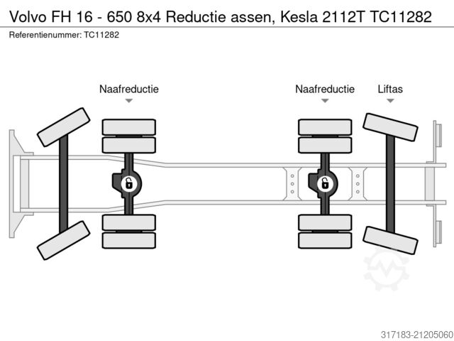 Plattformanhänger Volvo FH 16 - 650 8x4 Reductie assen, Kesla 2112T
