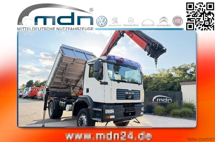 Dreiseitenkipper LKW MAN TGM 18.330 4x4 Kipper KRAN 17m FUNK AHK