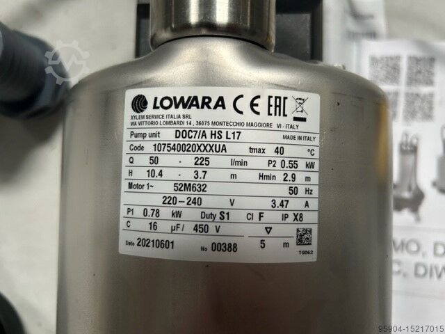 Submersible Pump Lowara Submersible Pump DOC7/A HS-L17 - UK