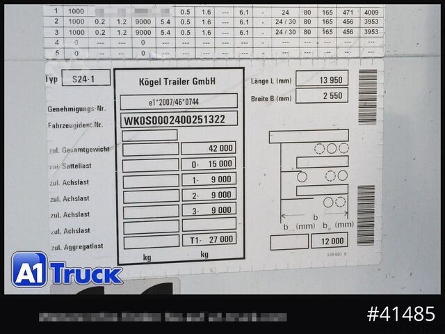 Open semitrailer with tarp KOEGEL S 24 Tautliner, Alufelgen, neue Plane, VDI 2700