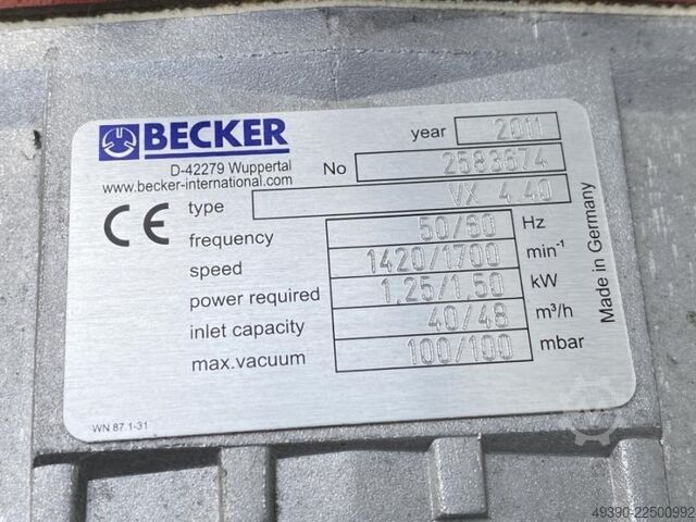 Vakuumpumpe, Flügezellenpumpe, Drehschieberpumpe, Vakuum-Pumpe, Reinraumpumpe, High Vakuum Pump BECKER VX 4.40