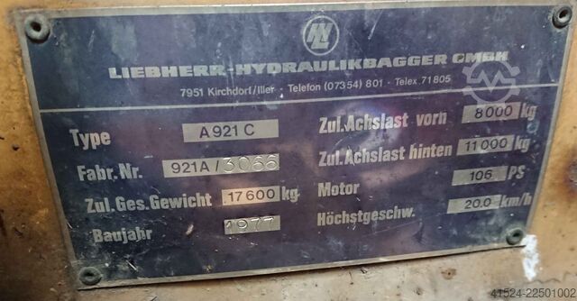 Wheeled excavator construction machinery excavator Liebherr A 921 C