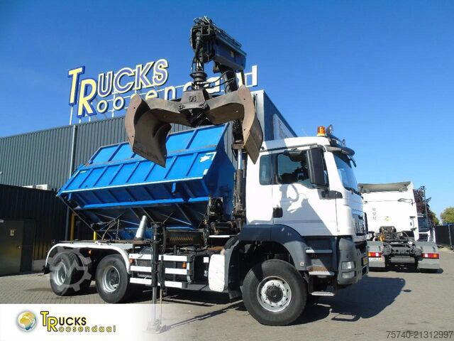3-way tipper MAN TGX + 6x6 + HIAB 166 E3 HIPRO + 3SIDE TIPPER
