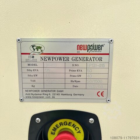 50kVA emergency generator Newpower Generator NWR55 Ricardo Motor Newpower Generator