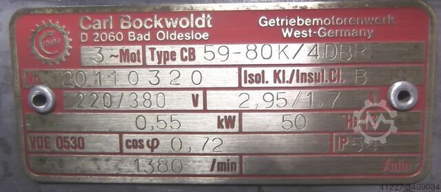 Electric motor 0.55 kW 1380 rpm Bockwoldt CB59-80K/4DBRF