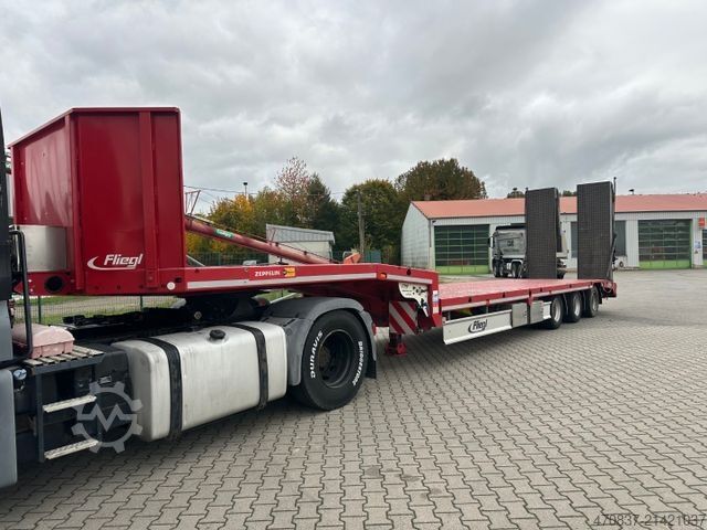 Low loader semitrailer FLIEGL SDS 470 / hydr Hubbett / Seilwinde