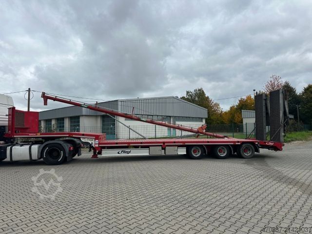 Low loader semitrailer FLIEGL SDS 470 / hydr Hubbett / Seilwinde