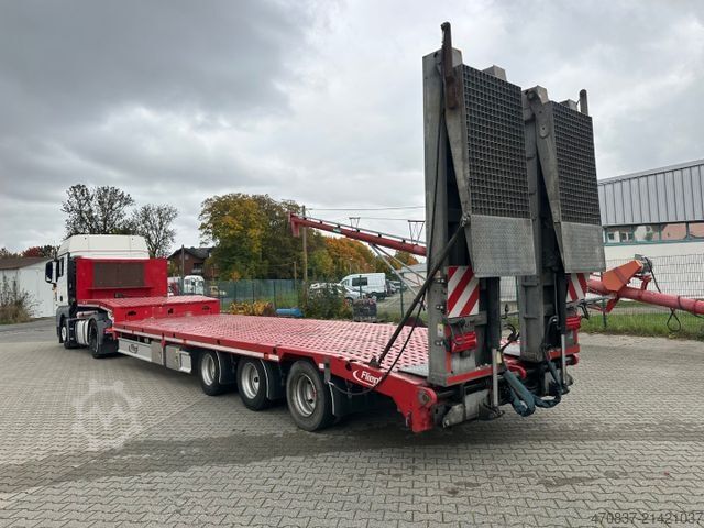 Low loader semitrailer FLIEGL SDS 470 / hydr Hubbett / Seilwinde