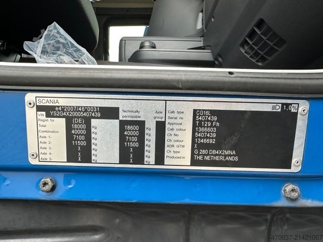 Flatbed truck with tarp SCANIA G 280 / LBW / Pritsche 7,3 m / 1 x Liege