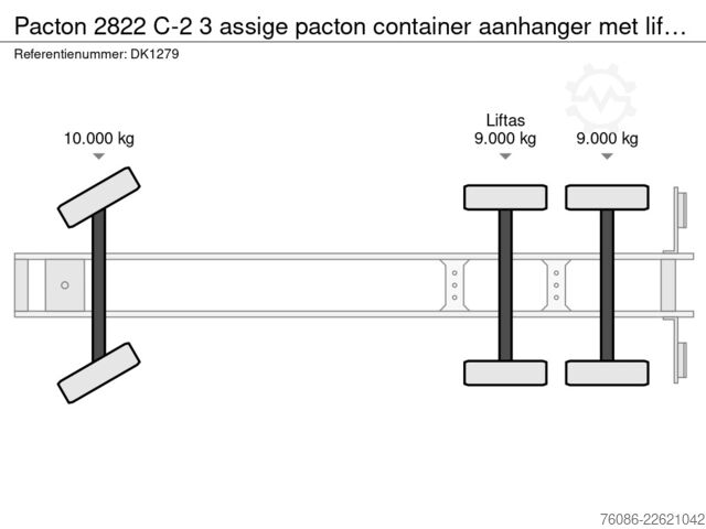 Containertransport Pacton 2822 C-2 3 assige pacton container aanhanger me...