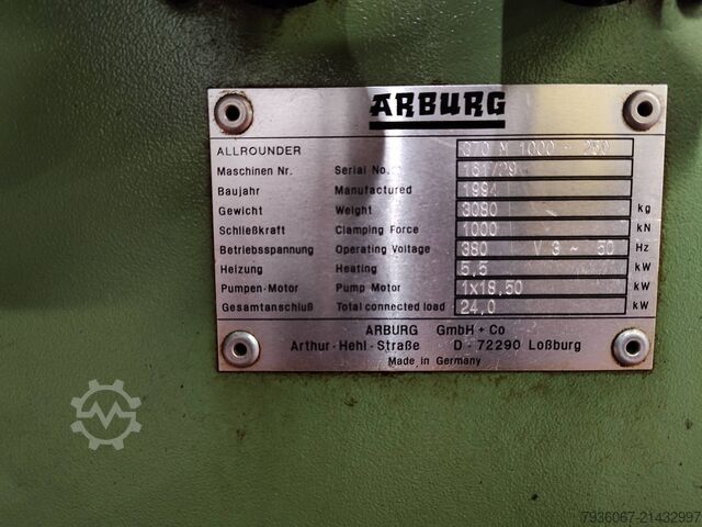 Injection molding machine Arburg 370M 1000-250