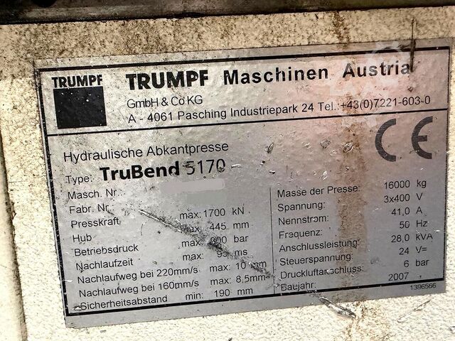 Abkantpresse + Roboter Trumpf TruBend 5170 + BendMaster