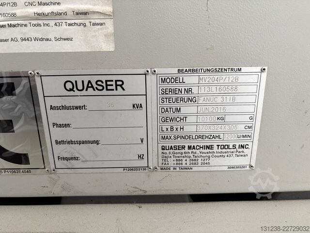 Horizontal-Bearbeitungszentrum Quaser V204 CNC Vertical Machining Centre
