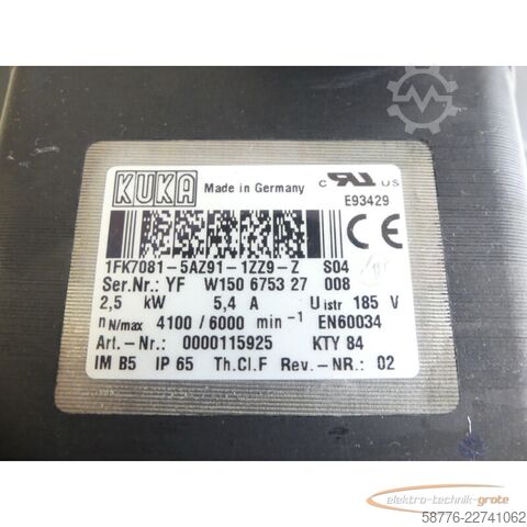 Steuerung KUKA 1FK7081-5AZ91-1ZZ9-Z S04 Servomotor SN: YFW150675327008