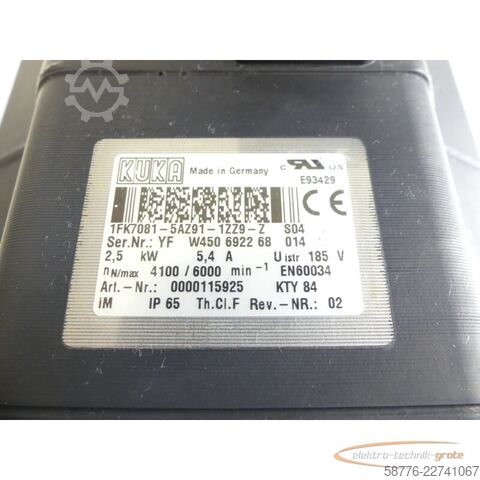 Steuerung KUKA 1FK7081-5AZ91-1ZZ9-Z S04 Servomotor SN: YFW450692268014