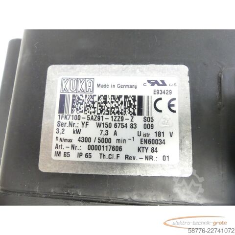 Steuerung KUKA 1FK7100-5AZ91-1ZZ9-Z S05 Servomotor SN: YFW150675483009