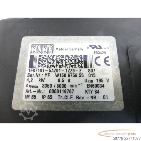 Steuerung KUKA 1FK7101-5AZ91-1ZZ9-Z S07 Servomotor SN: YFW150675655015