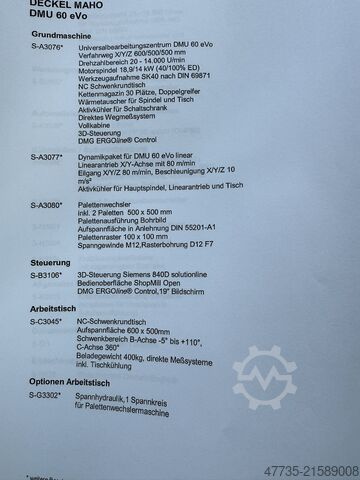 CNC 5-Achs Universal-Bearbeitungszentrum DECKEL MAHO DMU 60 evo