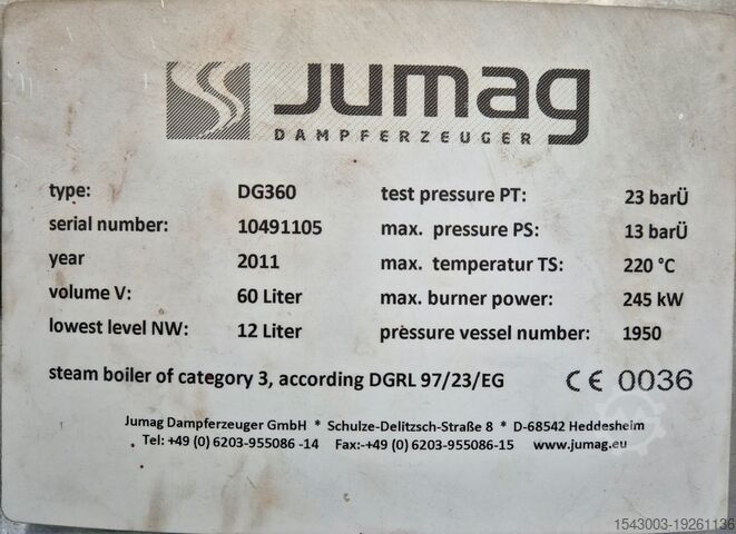 High-speed steam generator set - Jumag Jumag 1x DG 360 + 2x DG 320