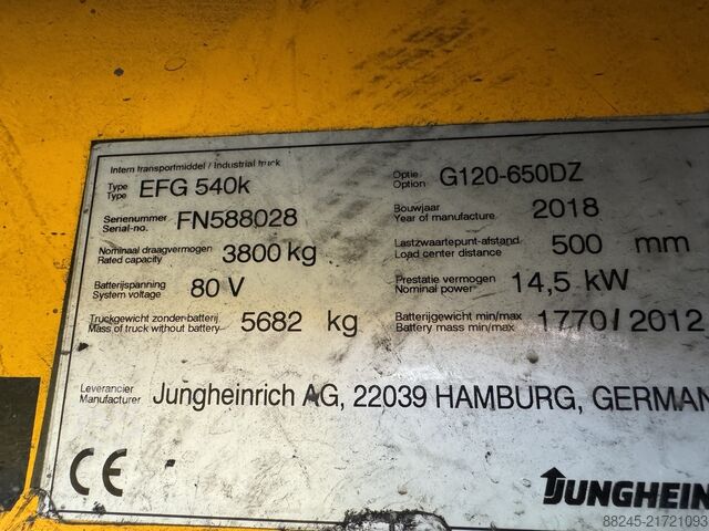 VS-22829 Electric forklift Jungheinrich EFG 540k JUNGHEINRICH EFG 540k-650DZ zh1