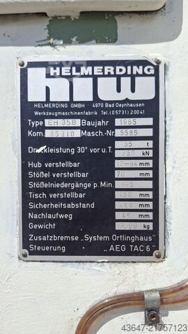 Eccentric press 35t,Helmerding Helmerding EH 35 B