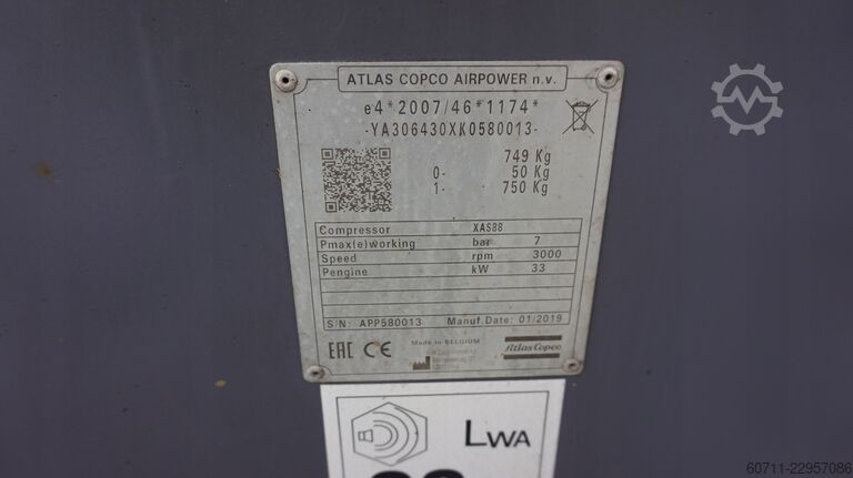 Screw compressor Atlas Copco XAS88