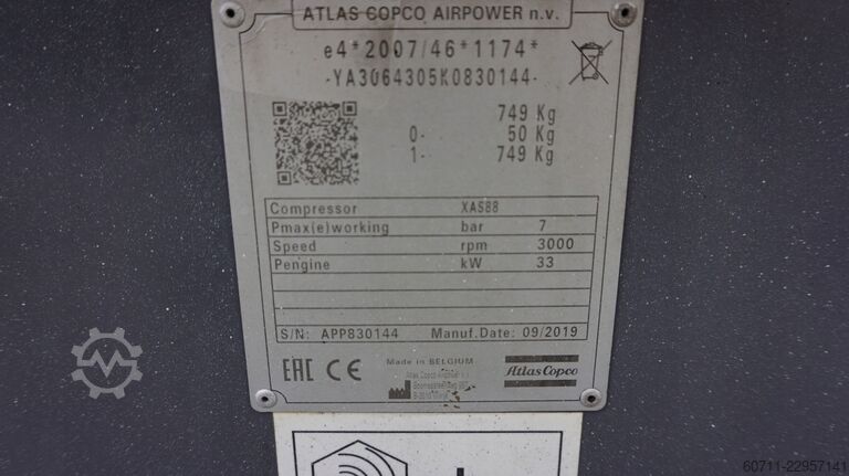 Screw compressor Atlas Copco XAS88