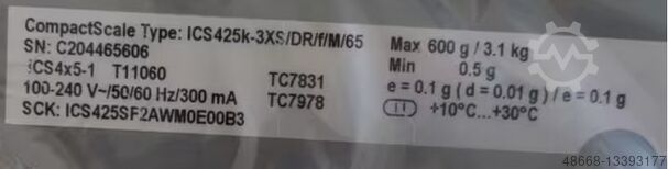 Precision scale industrial scale Mettler Toledo ICS425 K-3XS/ DR/F/m/65