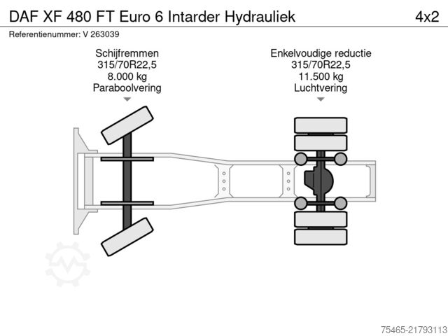 Standard-SZM DAF XF 480 FT Euro 6 Intarder Hydrauliek