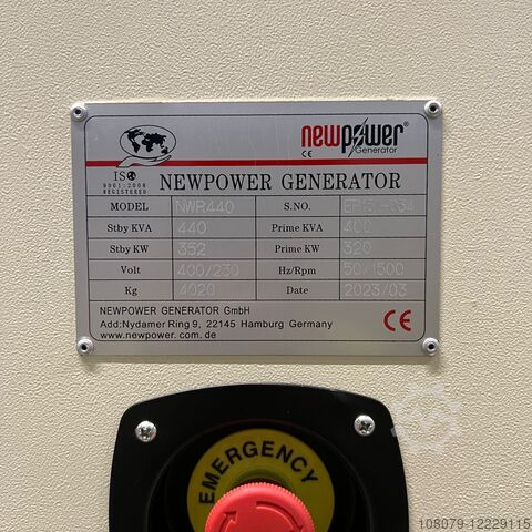 NWR440 400kVA/320kW Generator Set Newpower Generator NWR440 Notstromaggregat Stromerzeuger