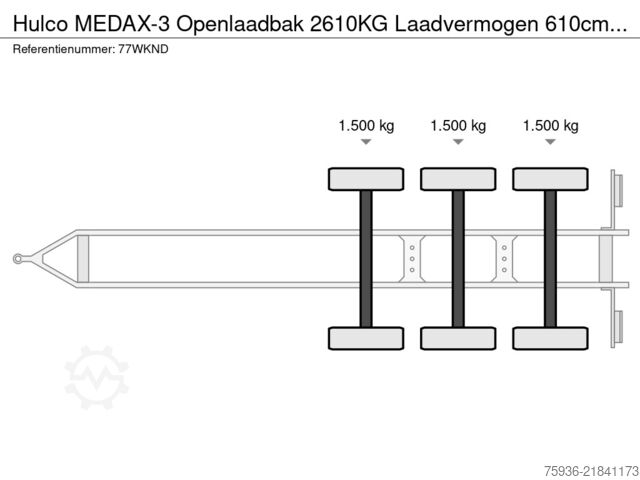 Hulco MEDAX-3 MEDAX-3 Open flatbed 2610 kg payload 610 cm x 201 cm (year 2014) Hulco MEDAX-3 MEDAX-3 Openlaadbak 2610KG Laadvermogen...