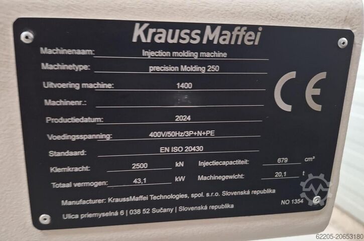 2024 KRAUS MAFFEI KM PA 250/1400 PA G01 KRAUS MAFFEI KM PA 250/1400 PA G01