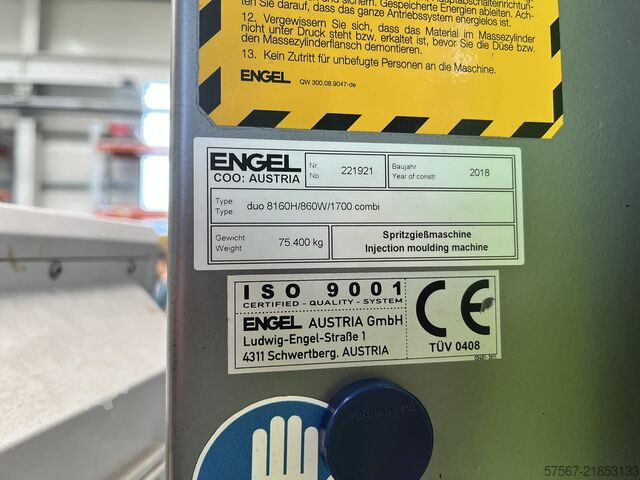Injection molding machine ENGEL duo 8160H/860W/1700 combi