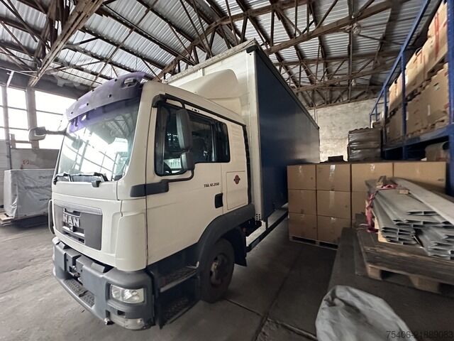 Flatbed truck with tarp man TGL 12.250 Pritsche 4x2 BL, Motorschaden