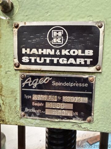 Spindle press Hahn+Kolb AGO SP40/650