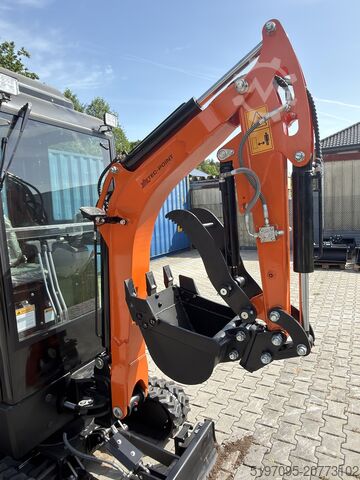 Minibagger mit Vollkabine & Heizung Tec Point - 1,6 Klasse Minibagger NEU! Schnellwechsler und 3 Schaufeln im Set