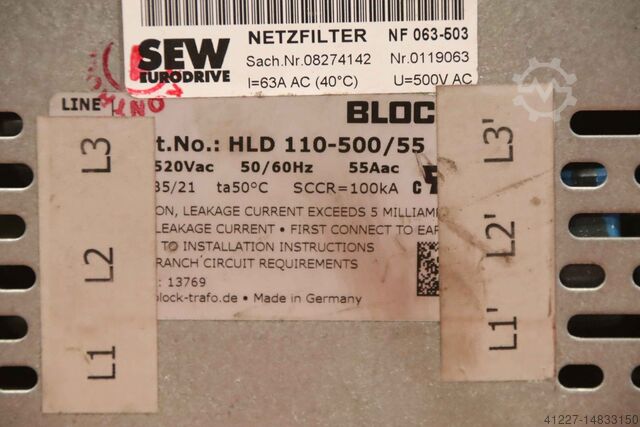 Line filter interference filter SEW Eurodrive Block NF 063-503 HLD 110-500/55