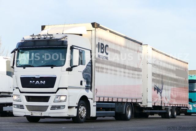 Flatbed truck with tarp MAN TGX 18.400 Retarder Komplettzug mit Anhänger