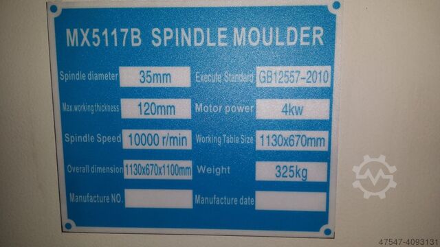 20-70-555 Spindle moulder WOODLAND MACHINERY MX5117B