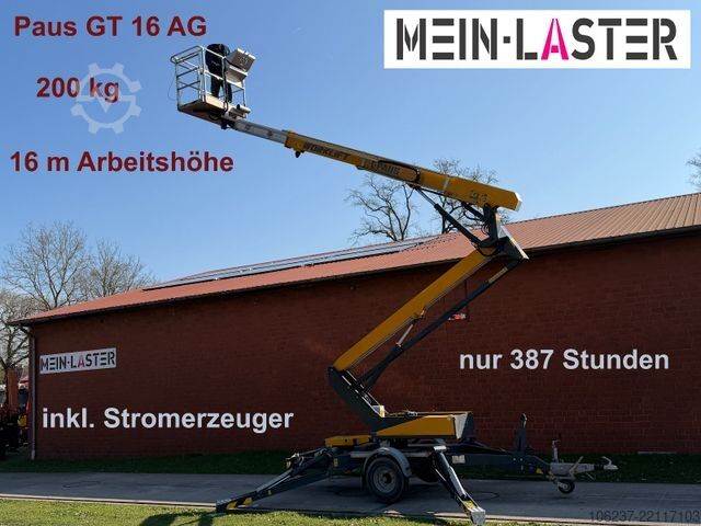Arbeitsbühne Anhänger Paus PAUS GT 16AG  Arbeitshöhe 16m 200kg Stromagregat