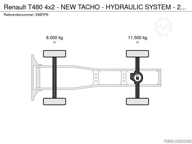  Renault T480 4x2 - NEW TACHO - HYDRAULIC SYSTEM - 279 T...