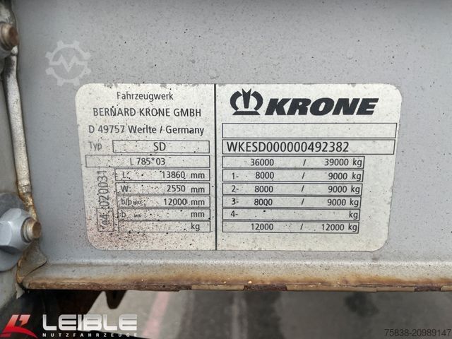 Open semitrailer with tarp KRONE SD*Standard Tautliner*Liftachse*SAF-Achsen*