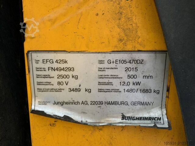 Electric 4-wheel forklift Jungheinrich EFG425k