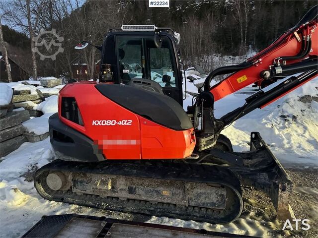 Raupenbagger Kubota KX080-4α2 Beltegraver m/ 2 delt bom, tilt og 2 sku