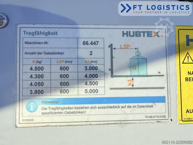 4-way forklift Hubtex DQ45G DUPLEX 5000 FORK-POSITIONER CABIN