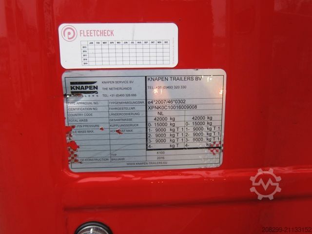 Auflieger mit Walkingfloor KNAPEN K100 Schubboden 97m3 Funk BPW